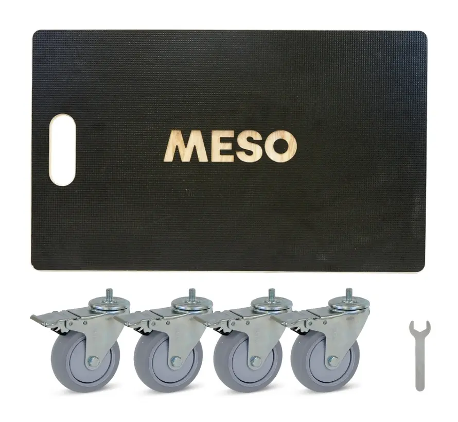 Furniture roller 4 x braked - Rubber wheel - 575mm x 350mm - 350kg