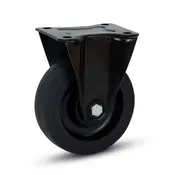 MESO Black rubber fixed castor - 125mm - 160kg
