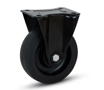 MESO Black rubber fixed castor - 125mm - 250kg