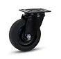 Black rubber swivel castor with top plate - 125mm - 250kg