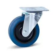 MESO Blue elastic rubber swivel castor with top plate – 125mm – 180kg – Phase out