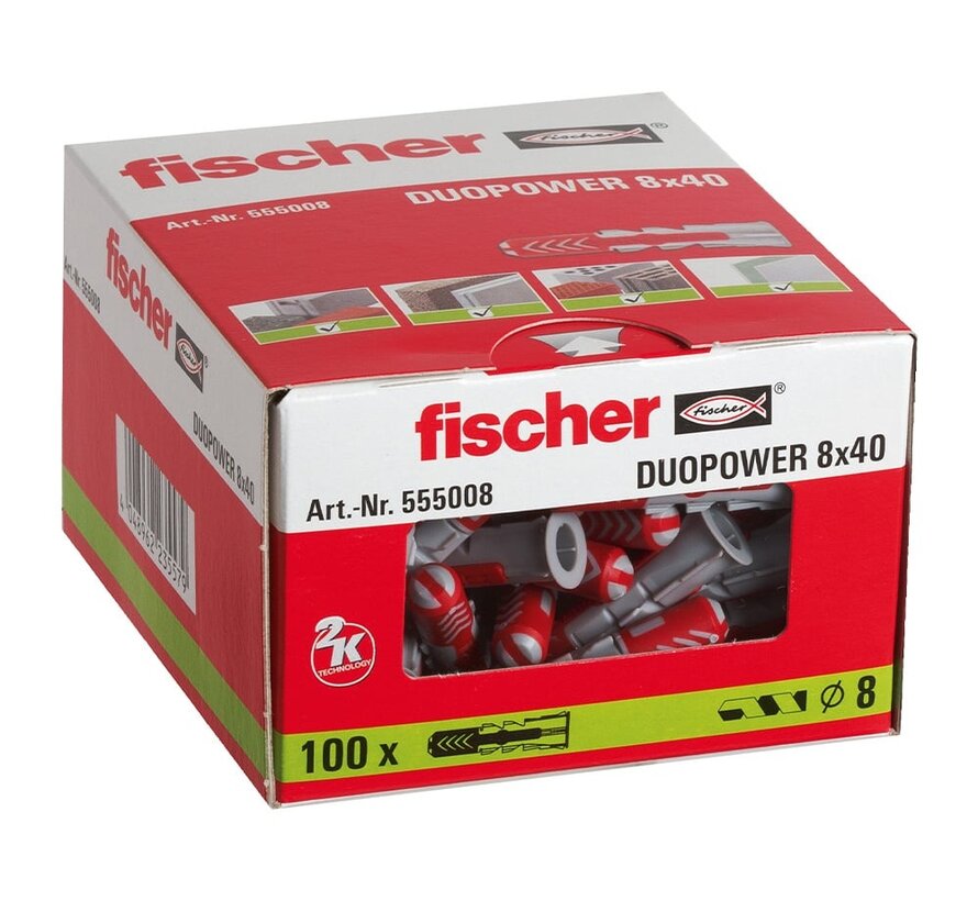 Fischer - DuopPower Stecker - 8x40mm (100 Stück)