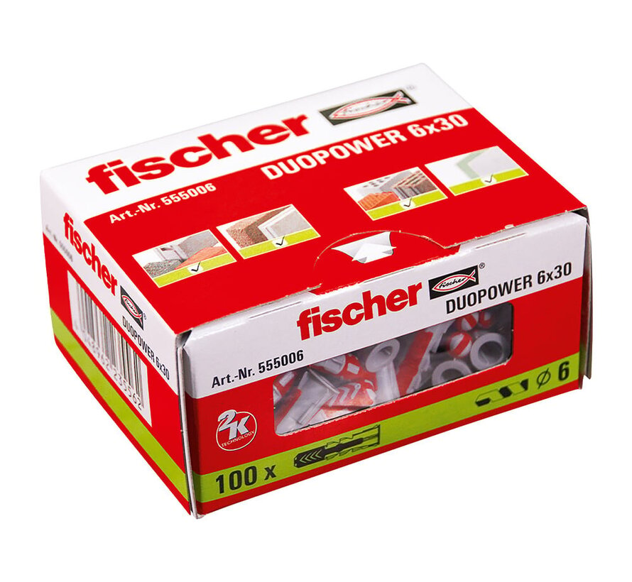 Fischer - DuopPower Stecker - 6x30mm (100 Stück)