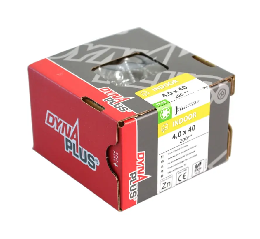 Dynaplus - Uni-Schrauben - Torx 20 Zylindrischer Kopf - 4 x 40mm - Verzinkt - Goldgewinde (200 Stück)