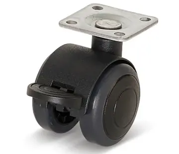 Premium-Möbelrad, mit Kappe, 40mm, PU-gebremst mit Top-Platte 36,5x36,5mm