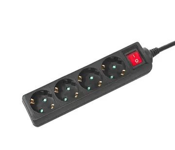 Steckdose 4x - 1,5m schwarz