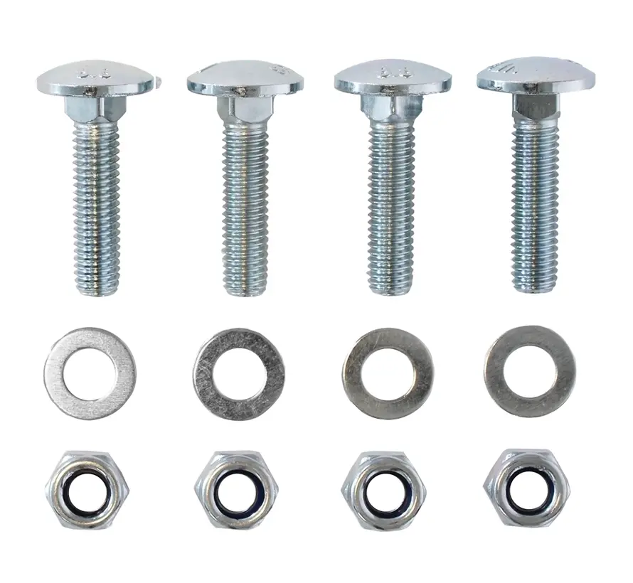 Montagesatz M8 - 4x Sicherungsschraube - 4x Mutter - 4x Unterlegscheibe