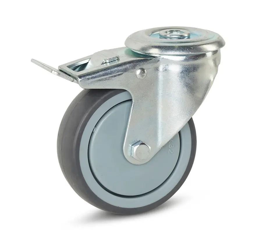 Geräte-Lenkrolle gebremst mit Mittelloch - 100mm - 110kg