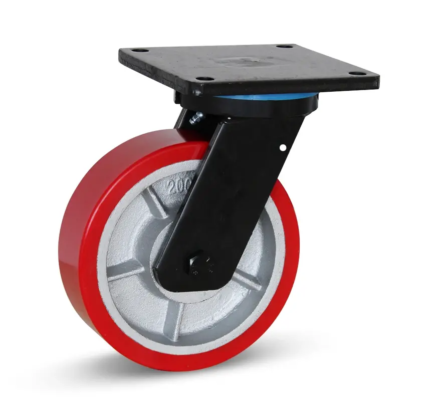 PU extra schwere Lenkrolle mit Oberplatte - 200mm - 1400kg