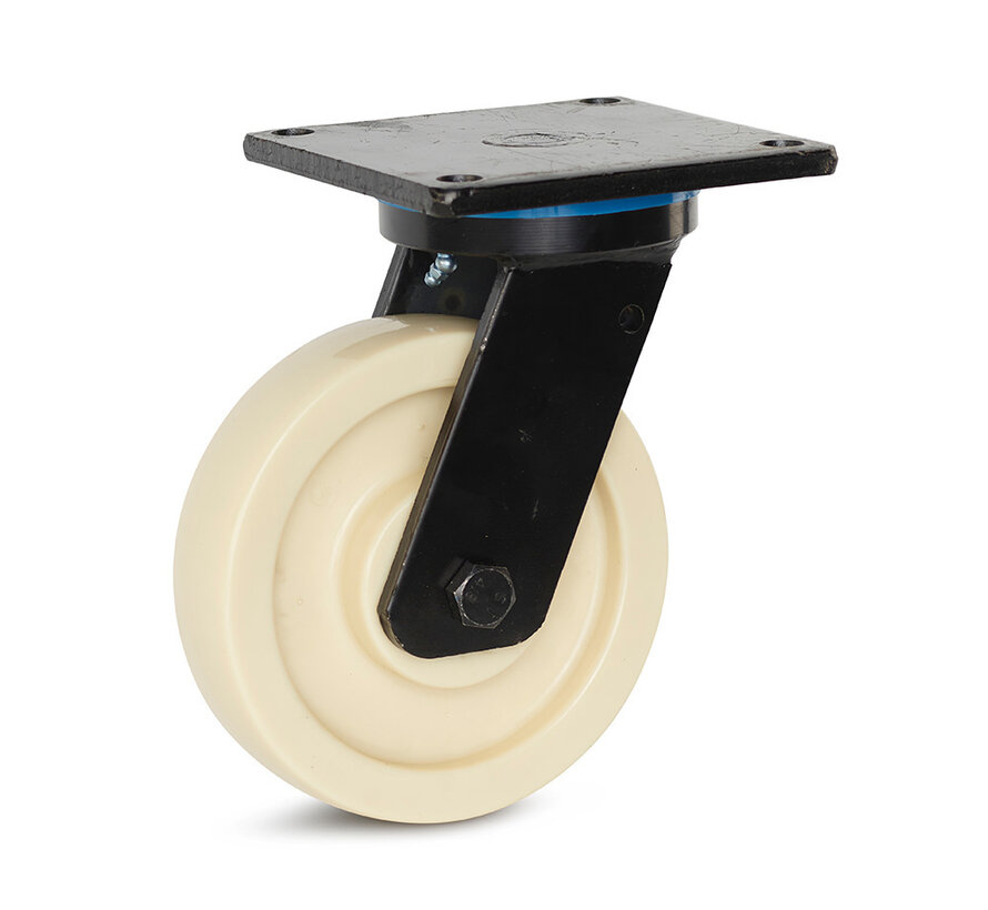 Extra schwere Nylon-Lenkrolle mit Oberplatte - 200mm - 1.300kg