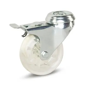 MESO Transparente Möbel-Lenkrolle gebremst mit Mittelloch - 75mm - 100kg