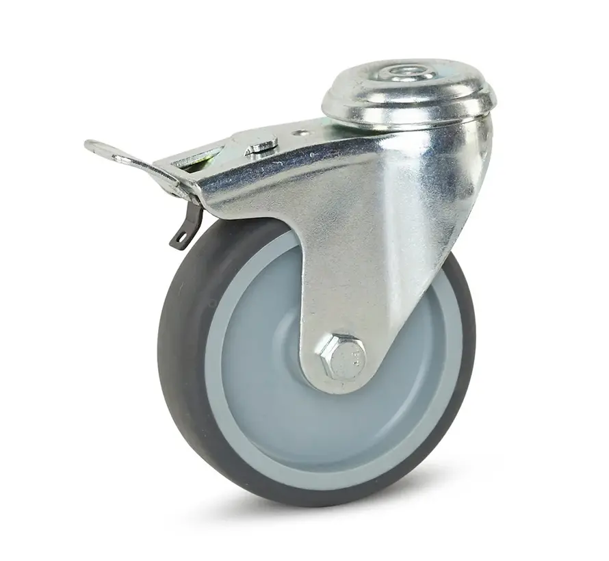 Möbel-Lenkrolle gebremst 100mm - Mittelloch - 90kg