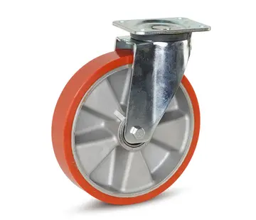 MESO PU-Schwerlast-Lenkrolle mit Kopfplatte - 250mm - 800kg