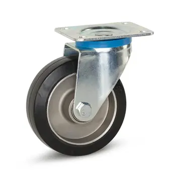MESO Schwarze elastische Gummilenkrolle mit Oberplatte - 125mm - 300kg