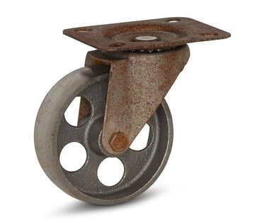 MESO Vintage-Retro-Design-Rolle mit Oberplatte - Gusseisen - 100mm - 90kg