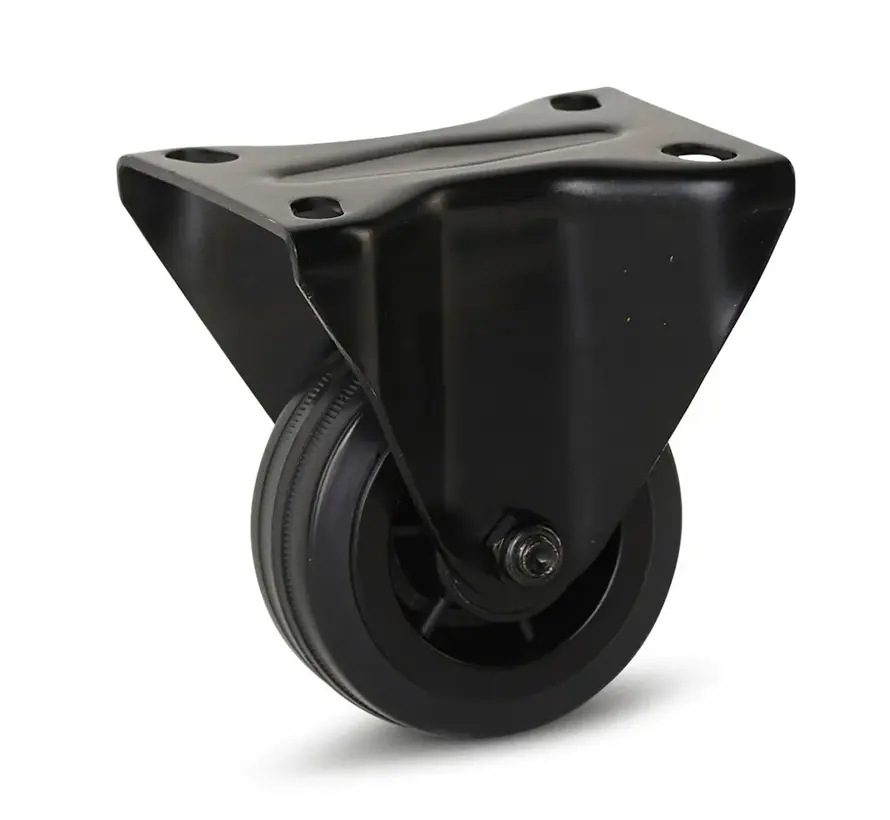 Bockrolle aus schwarzem Gummi - 80mm - 60kg