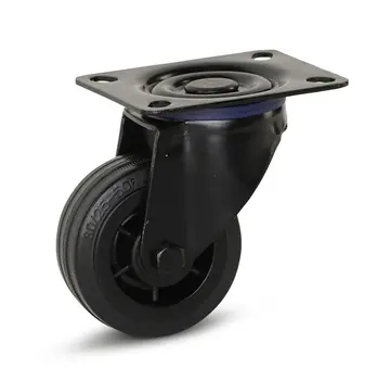 MESO Schwarze Gummi-Lenkrolle mit Oberplatte - 80mm - 60kg