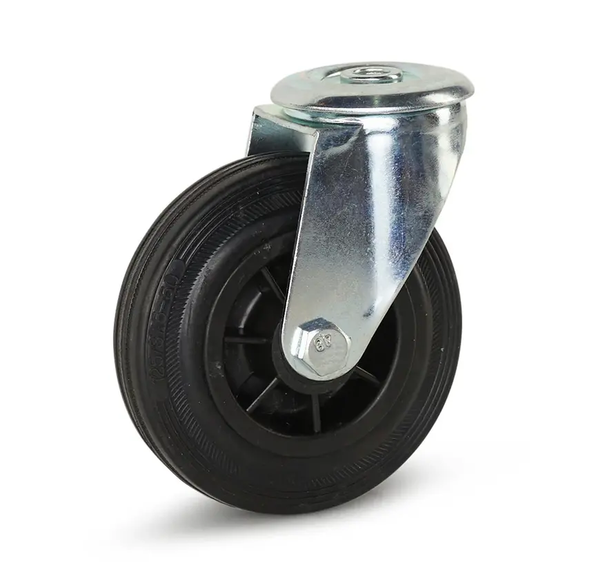 Gummi-Lenkrolle 125mm mit Mittelloch - 120kg