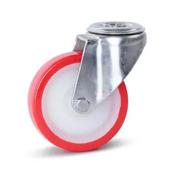 MESO PU-Edelstahl-Lenkrolle mit Mittelloch - 100mm - 180kg