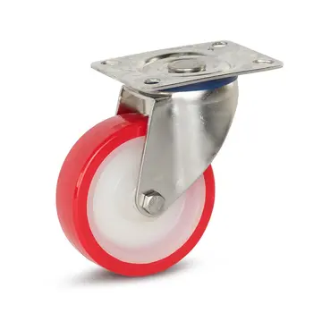 MESO PU-Edelstahl-Lenkrolle mit Deckplatte - 100mm - 180kg