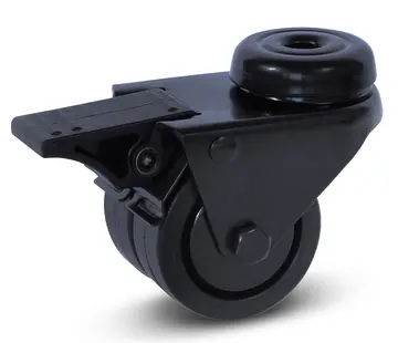 MESO Schwarze Doppellenkrolle gebremst mit Mittelloch - 50mm - 90kg