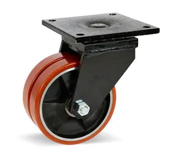 MESO Doppelte PU-Lenkrolle für extra hohe Beanspruchung mit Oberplatte - 200mm - 2200kg