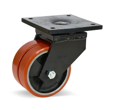 MESO Doppelte PU-Lenkrolle für extra hohe Beanspruchung mit Oberplatte - 150mm - 1250kg