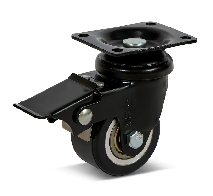 PU-Lenkrolle gebremst mit Kopfplatte - 50mm - 120kg