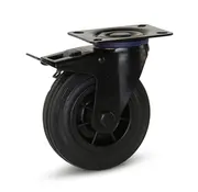 MESO Schwarze Gummi-Lenkrolle gebremst mit Oberplatte - 125mm - 150kg
