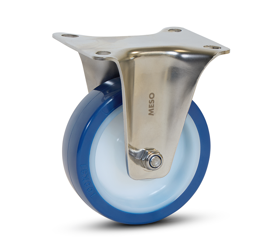 Blaue PU-Edelstahl-Lenkrolle - 100mm -180kg