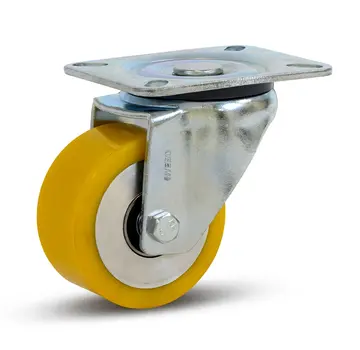 MESO PU-Schwerlast-Lenkrolle mit Kopfplatte - 80mm - 300kg