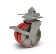 MESO Gebremstes Containerrad mit Deckplatte - ISO - 300mm - 4500kg