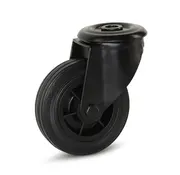 MESO Schwarze Gummi-Lenkrolle mit zentralem Loch - 100mm - 75kg - Phase out