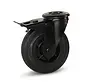 Schwarze Gummi-Lenkrolle gebremst mit zentralem Loch - 125mm - 120kg - Phase out