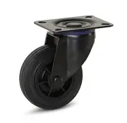 MESO Schwarze Gummilaufrolle mit oberer Platte - 100mm - 75kg - Phase out