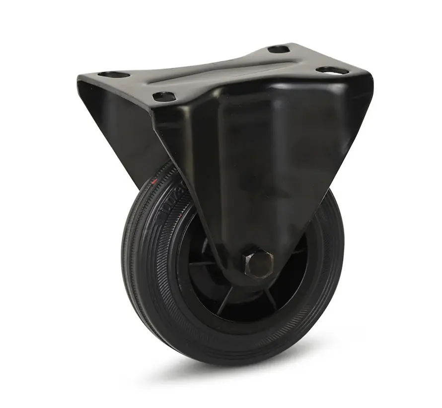 Bockrolle aus schwarzem Gummi - 100mm - 75kg - Auslauf