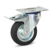 MESO Geruchsneutrale Gummi-Lenkrolle gebremst mit Kopfplatte - 100mm - 80kg - Auslauf