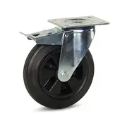 MESO Gummilenkrolle, gebremst, mit Aufsatzplatte – 200 mm – 200 kg  – Auslaufmodell