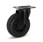 MESO Schwarze Gummi-Lenkrolle mit Oberplatte - 125mm - 120kg