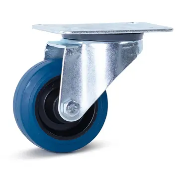MESO Blaue, elastische Gummi-Lenkrolle mit Aufsatzplatte – 80 mm – 100 kg – Auslaufmodell – Auslaufmodell