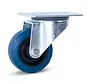 Blaue elastische Gummilenkrolle mit Oberplatte - 80mm - 100kg - Auslaufmodell - Auslaufmodell