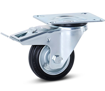 Roulette pivotante à platine et frein en caoutchouc inodore 80 mm - 70 kg