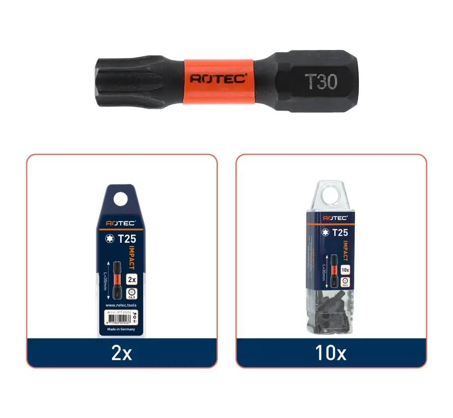 IMPACT - Embout de vis - T 20 - L=30 - C6.3 - BASIC (10 pièces)