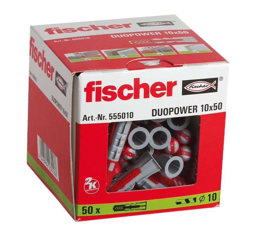 Fischer - Fiche DuopPower - 10x50mm (50 pièces)