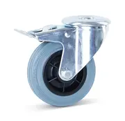 MESO Grise roulette pivotante en caoutchouc avec frein 100mm - 75kg - Sans traces