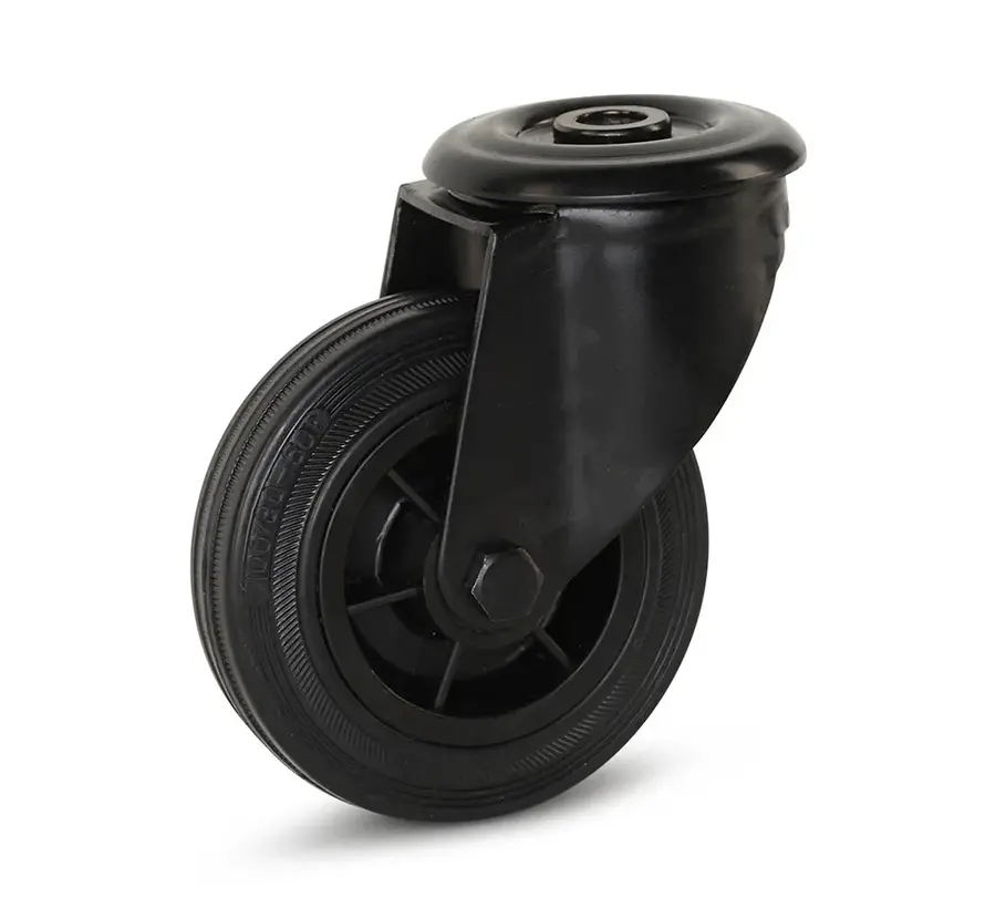 Roulette noire pivotante à oeil roue en caoutchouc 100 mm 75 kg - RP5-100Z
