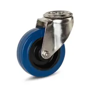 MESO Roulette pivotante à oeil en Inox roue caoutchouc élastique bleu 100 mm - 100 kg