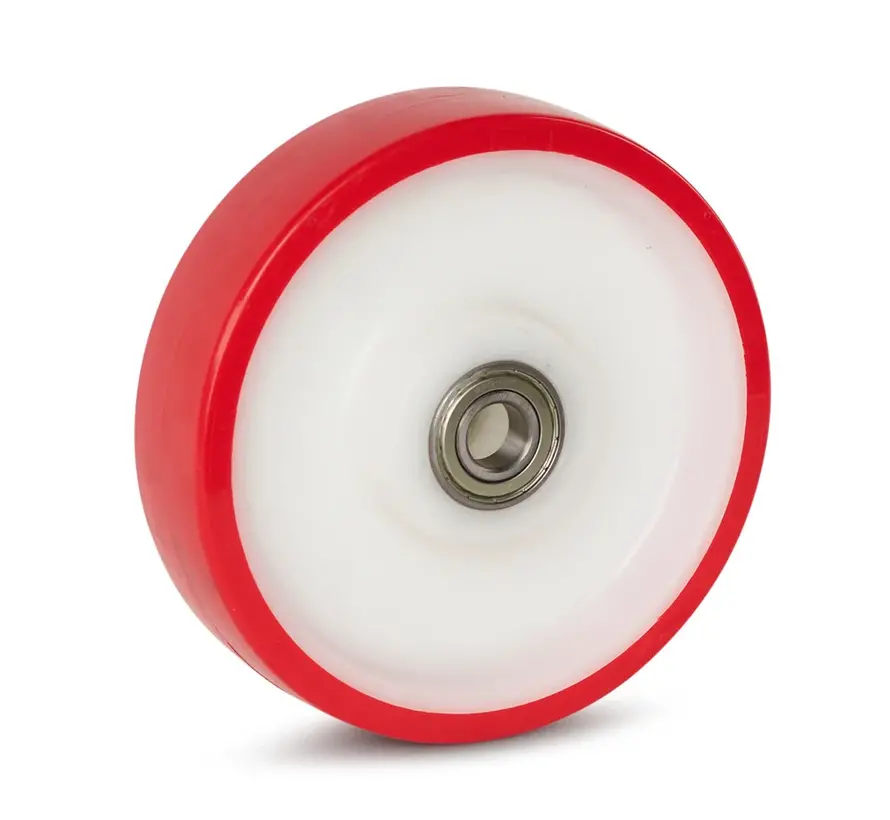 Roue polyuréthane 200 mm charge max 400 kg rouge et blanc - PUI1-200