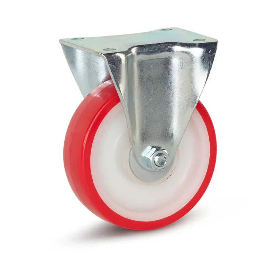 Roulette fixe polyuréthane 125 mm charge max 230 kg rouge et blanc - PUP2-125