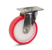 MESO Roulette pivotante à platine chape en acier roue PU rouge 125 mm 220 kg